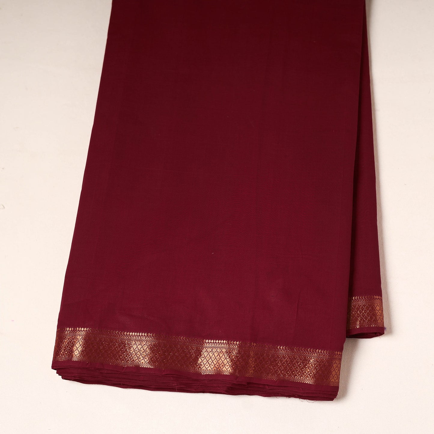 Maroon - handloom cotton mangalagiri fabric with zari