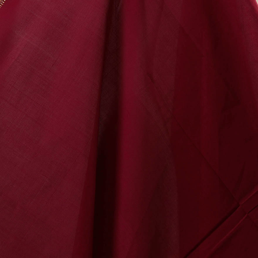 Maroon - handloom cotton mangalagiri fabric with zari