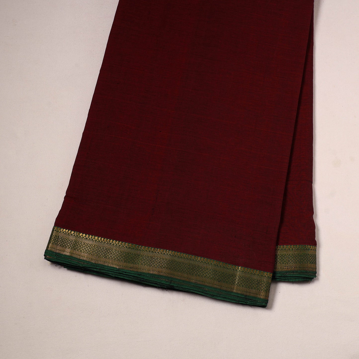 Maroon - handloom cotton mangalagiri fabric with zari