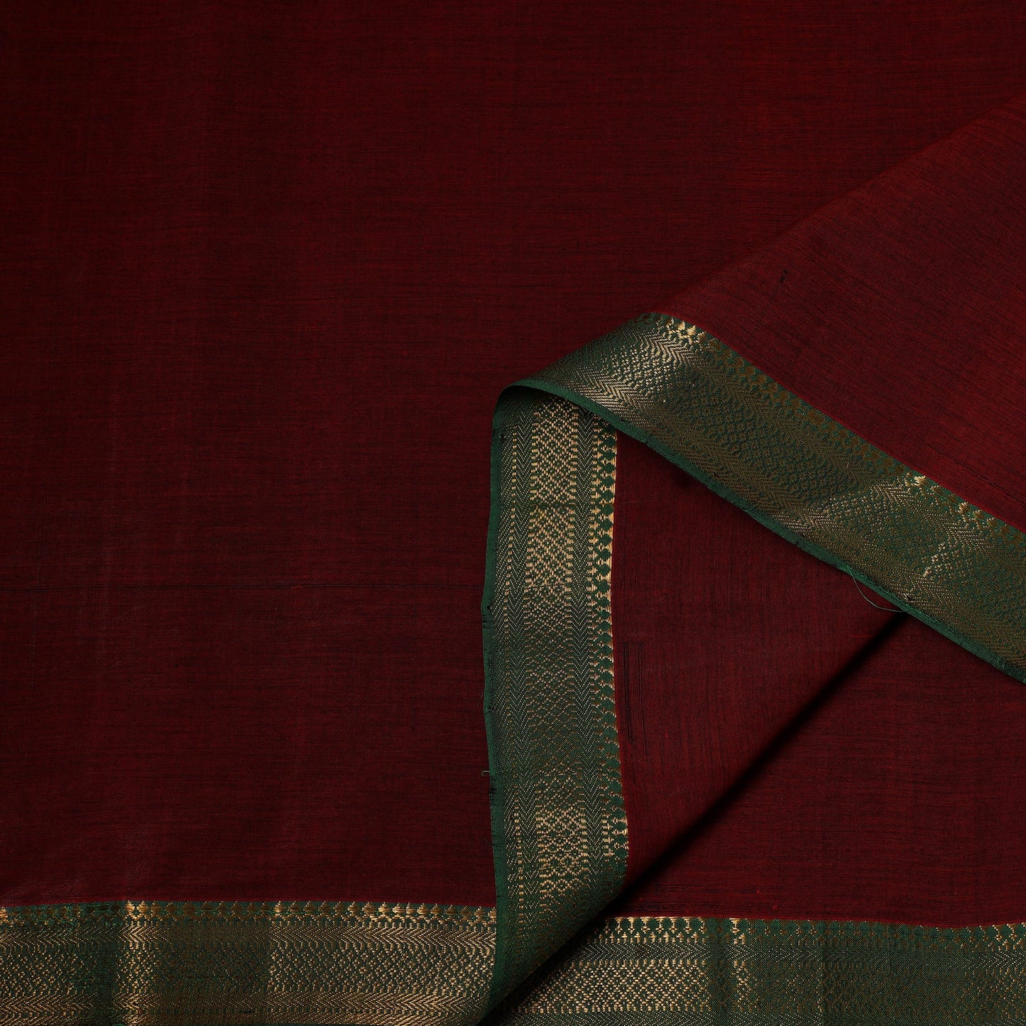 Maroon - handloom cotton mangalagiri fabric with zari