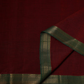 Maroon - handloom cotton mangalagiri fabric with zari