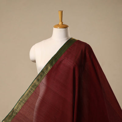 Maroon - handloom cotton mangalagiri fabric with zari
