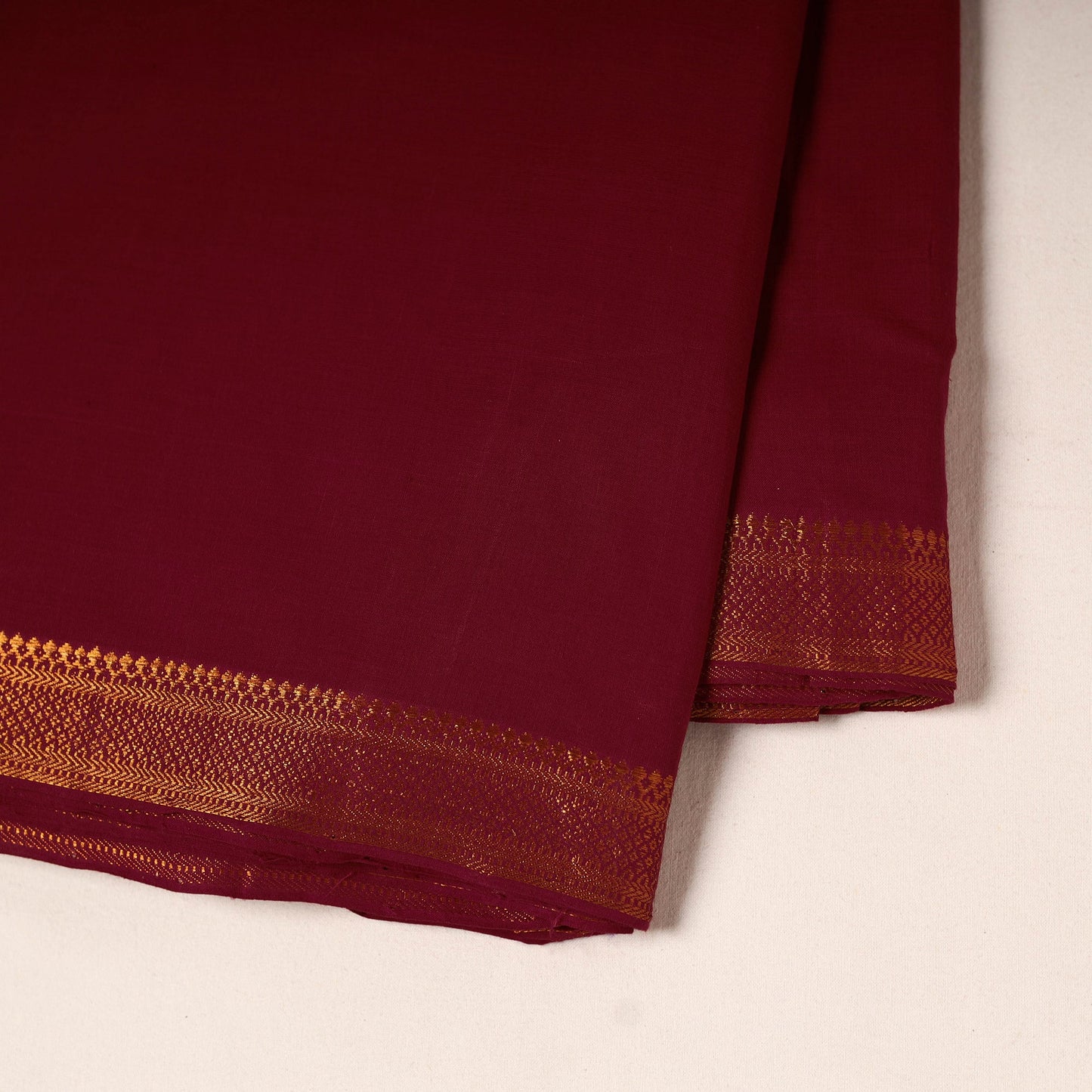 Maroon - handloom cotton mangalagiri fabric with zari