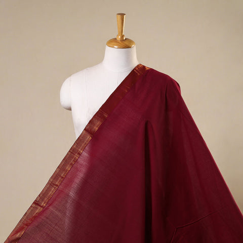 Maroon - handloom cotton mangalagiri fabric with zari