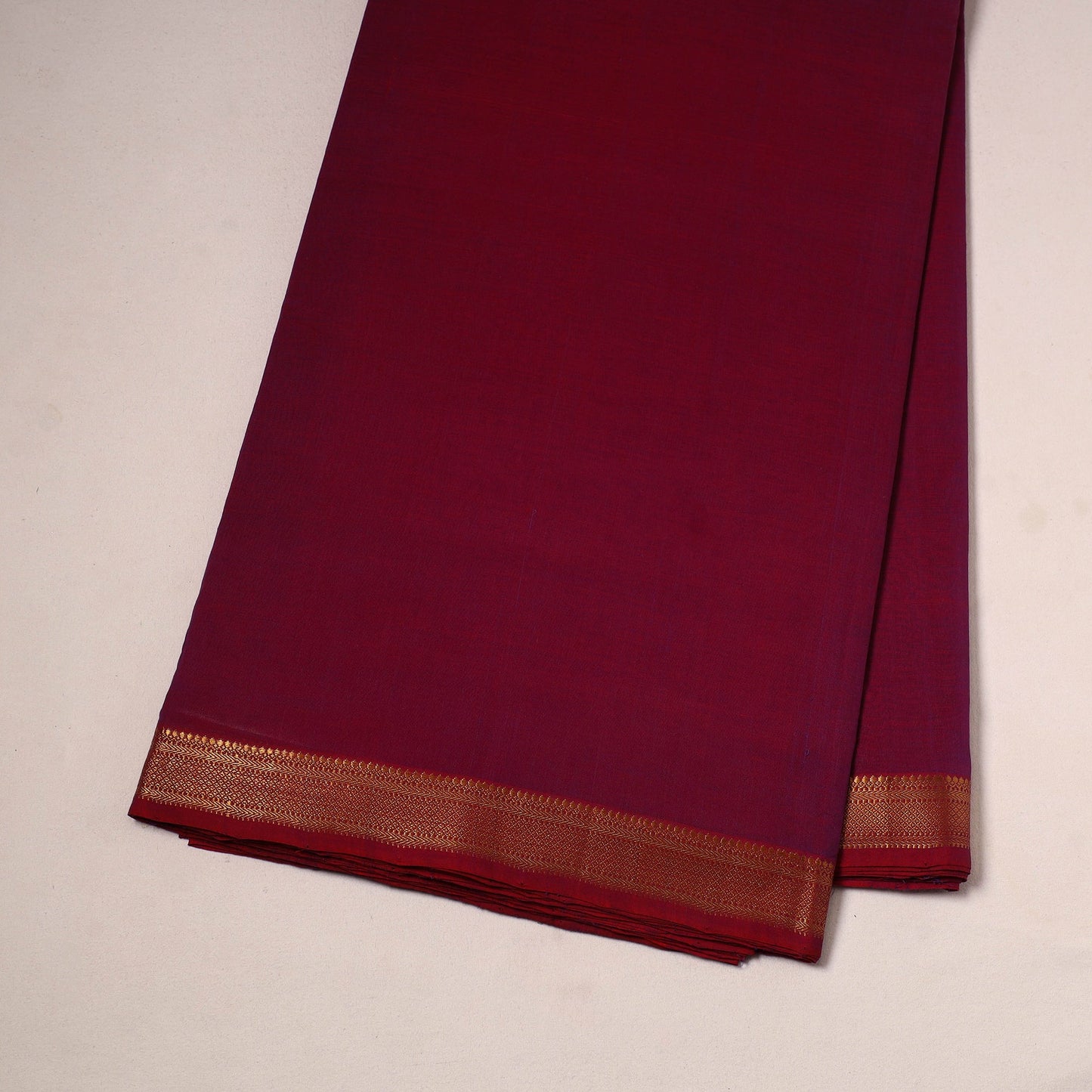 Maroon - handloom cotton mangalagiri fabric with zari