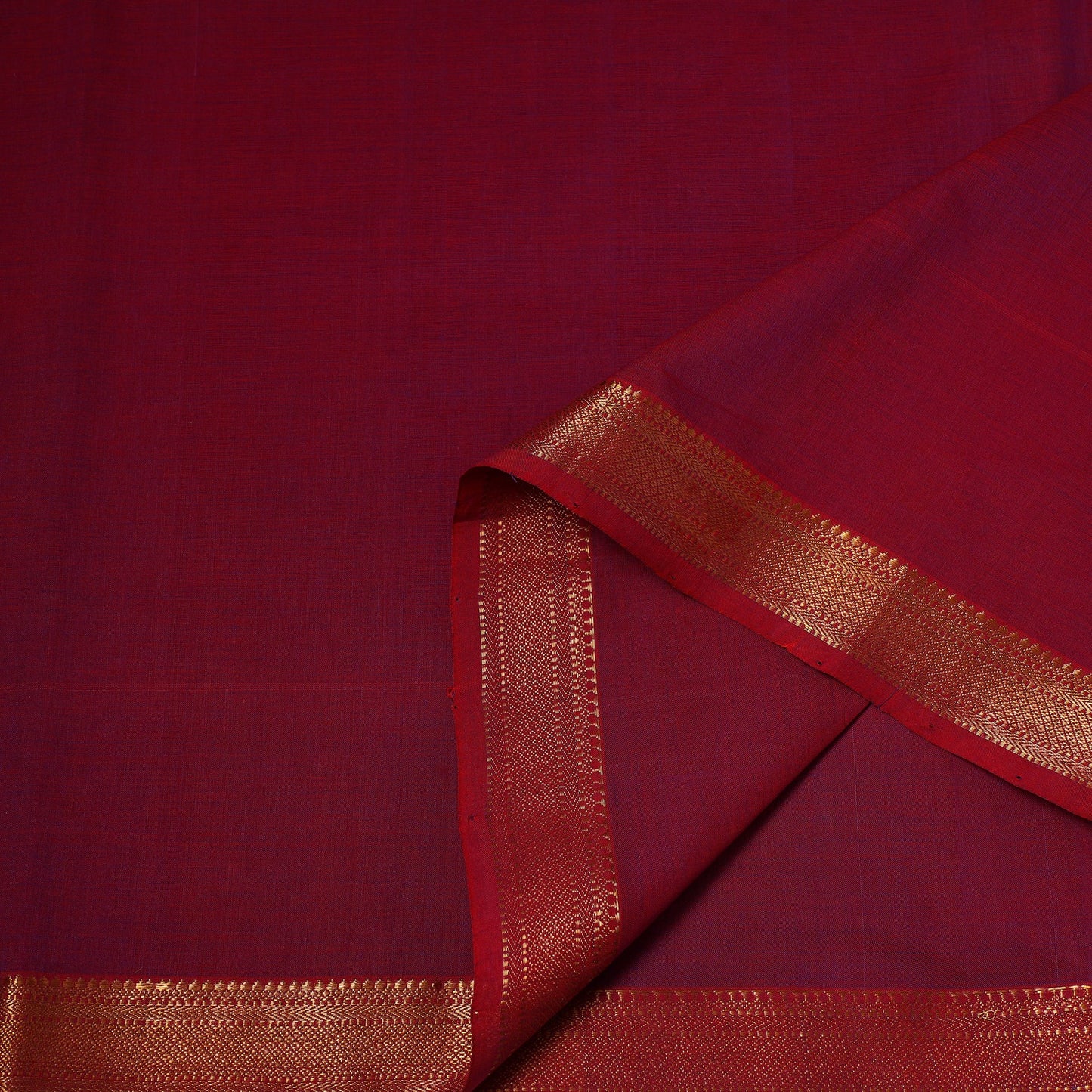 Maroon - handloom cotton mangalagiri fabric with zari