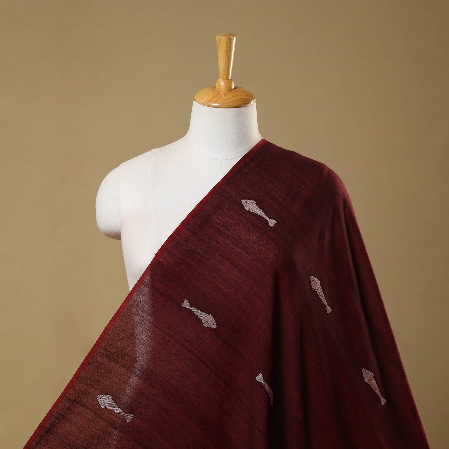  Maroon Handloom Cotton Phulia Jamdani Fabric