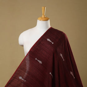  Maroon Handloom Cotton Phulia Jamdani Fabric