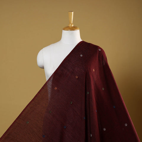 Maroon - handloom cotton phulia jamdani fabric 15