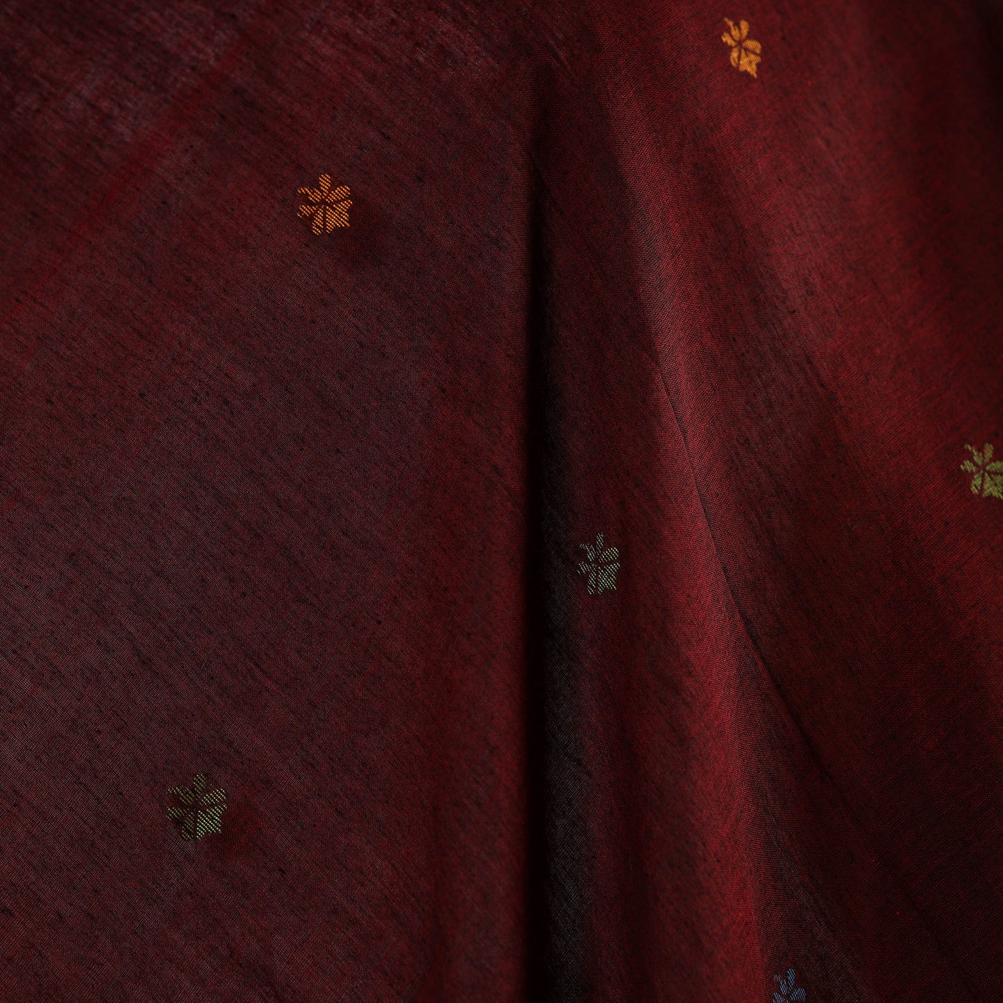 Maroon - handloom cotton phulia jamdani fabric 15