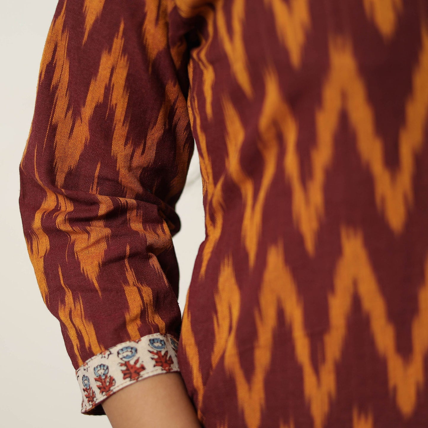 Maroon - handloom cotton pochampally ikat kurta set 15