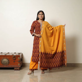 Maroon - handloom cotton pochampally ikat kurta set 15