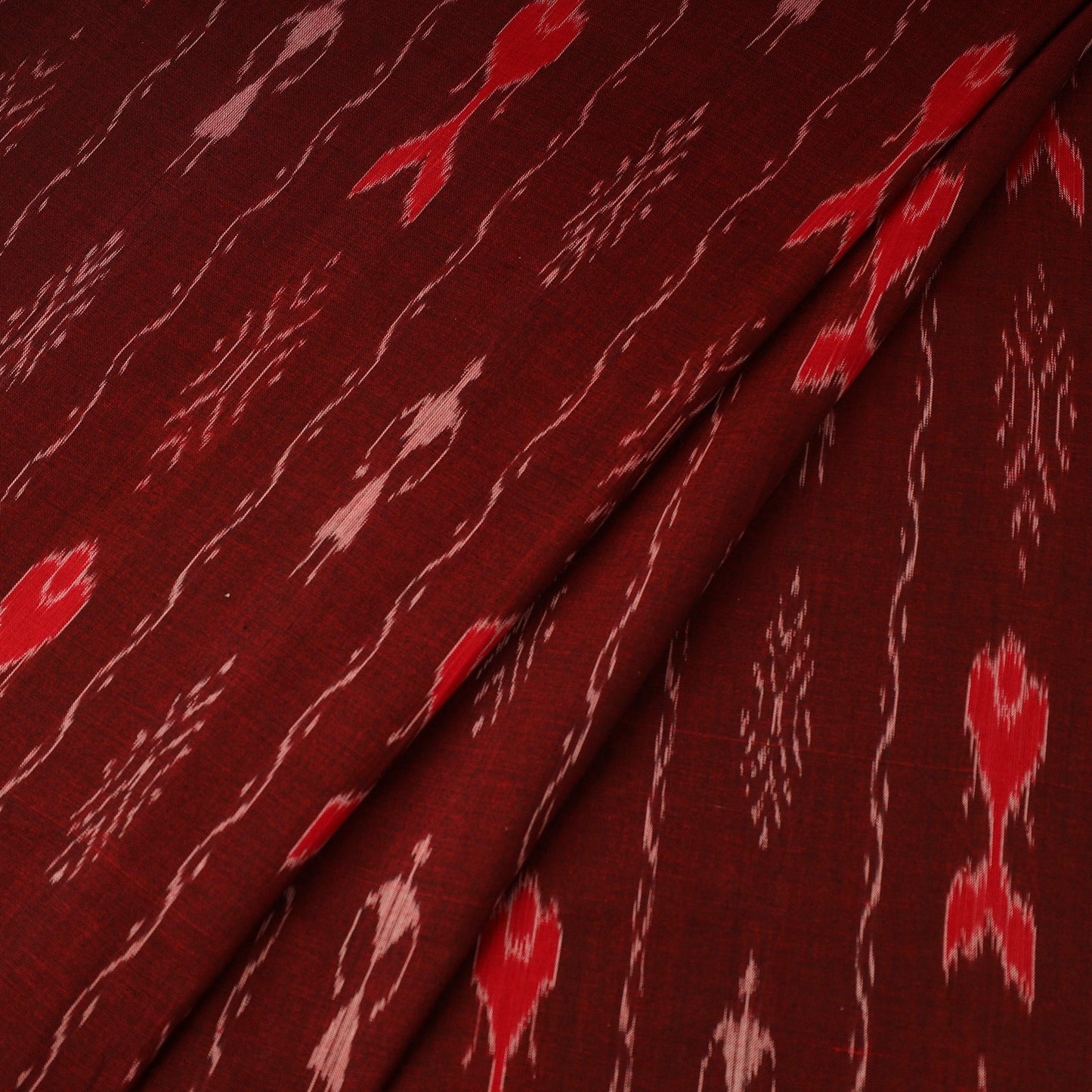 Maroon - handloom cotton sambalpuri ikat fabric 04