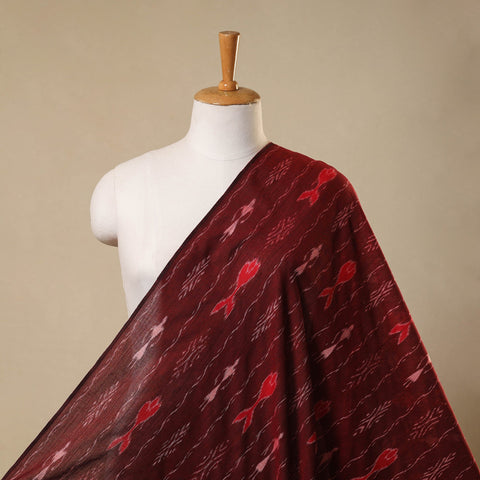 Maroon - handloom cotton sambalpuri ikat fabric 04