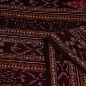 Maroon Handloom Cotton Sambalpuri Ikat Fabric