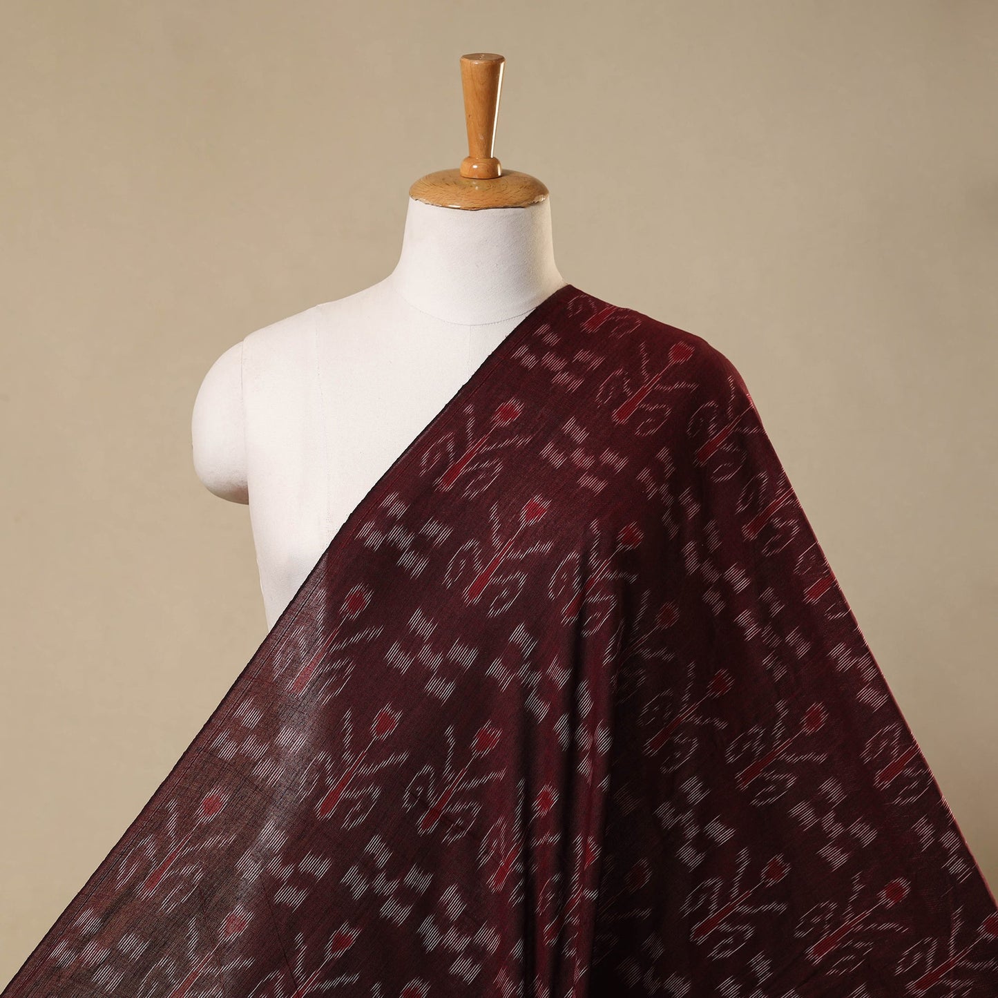 Maroon - handloom cotton sambalpuri ikat fabric 09