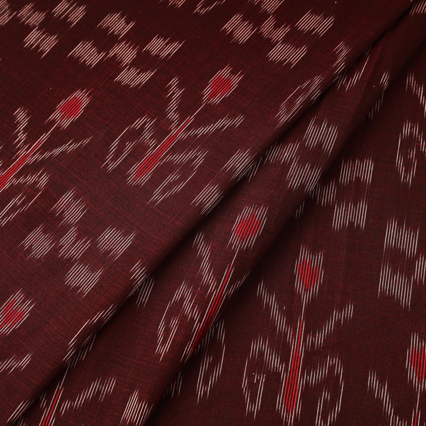 Maroon - handloom cotton sambalpuri ikat fabric 09