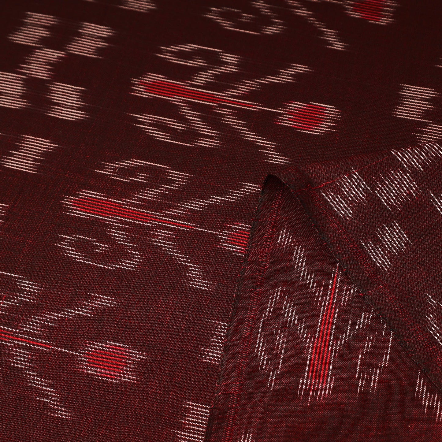 Maroon - handloom cotton sambalpuri ikat fabric 09
