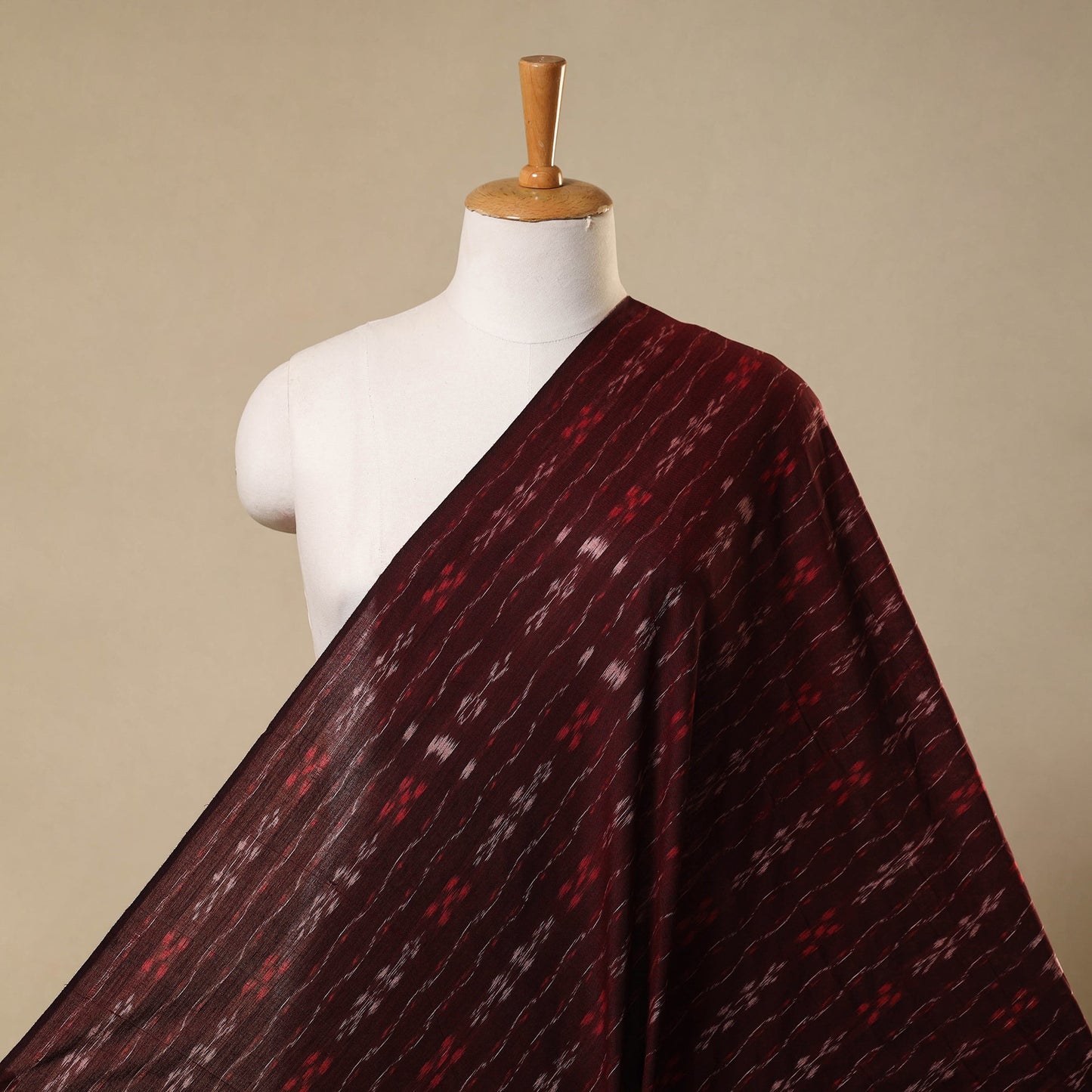 Maroon Handloom Cotton Sambalpuri Ikat Fabric