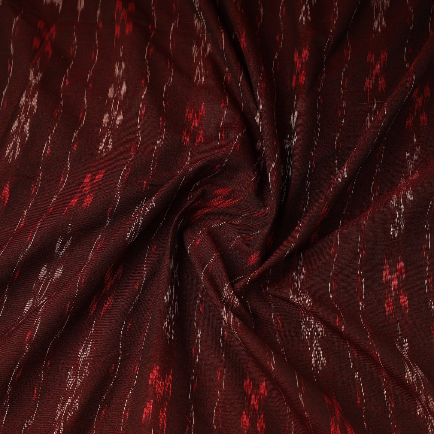 Maroon Handloom Cotton Sambalpuri Ikat Fabric
