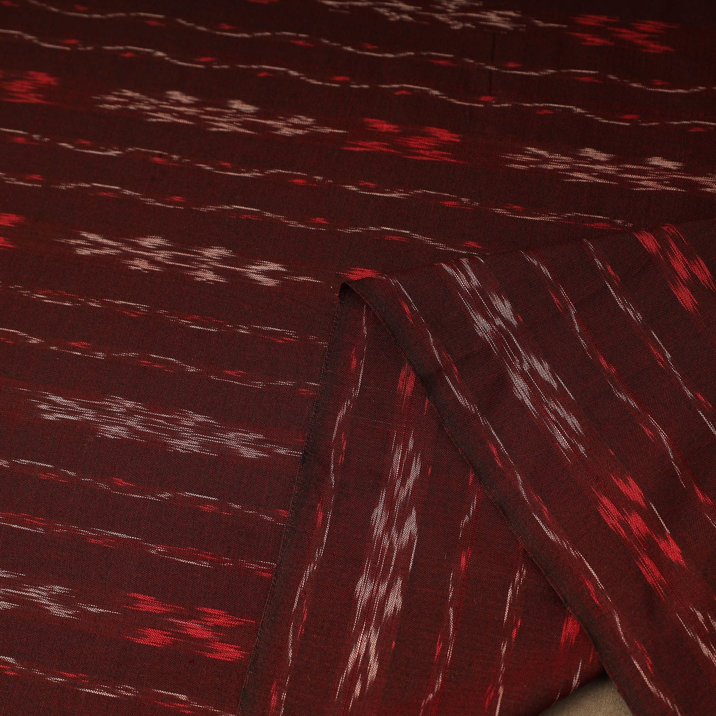 Maroon Handloom Cotton Sambalpuri Ikat Fabric