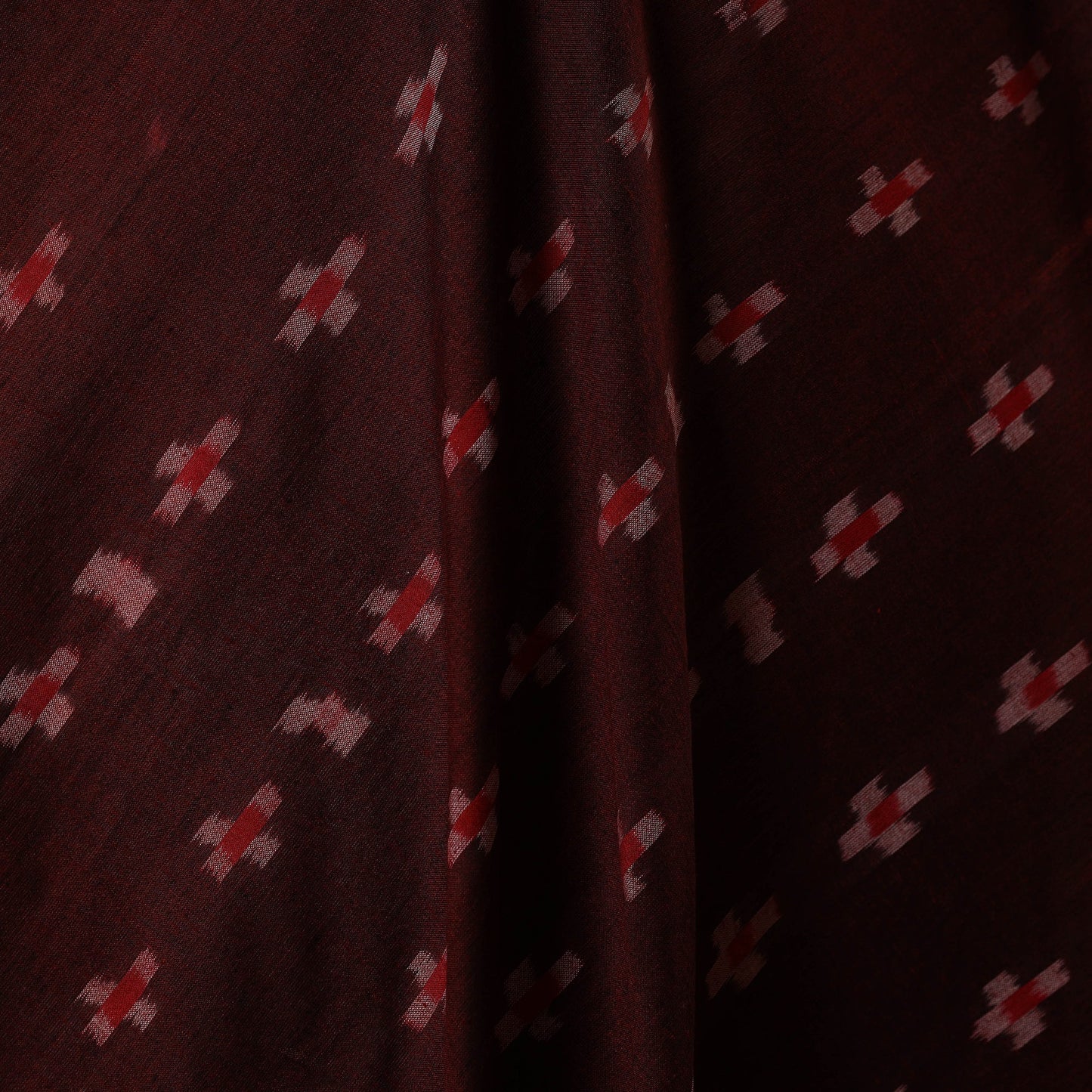 Maroon - handloom cotton sambalpuri ikat fabric 21