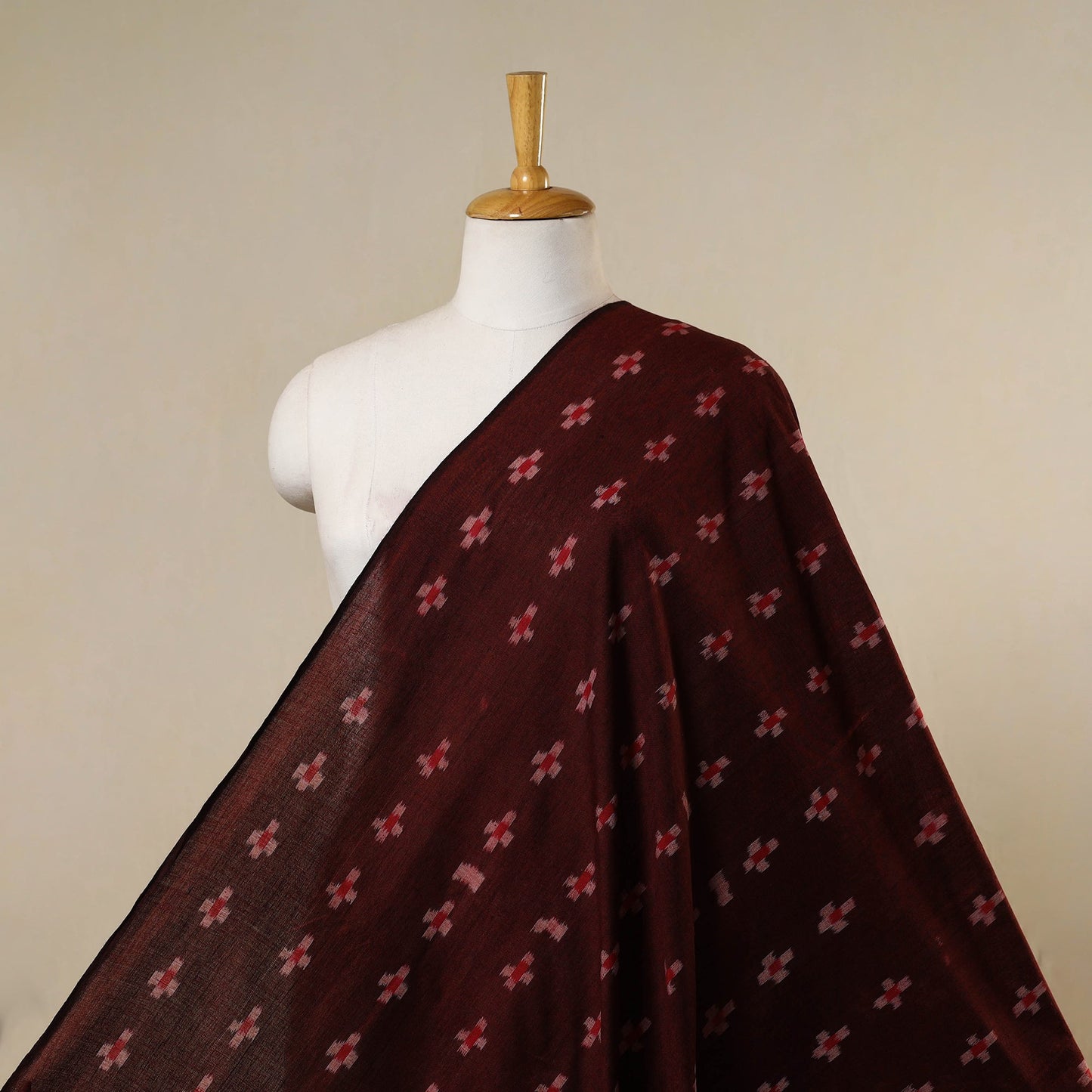 Maroon - handloom cotton sambalpuri ikat fabric 21