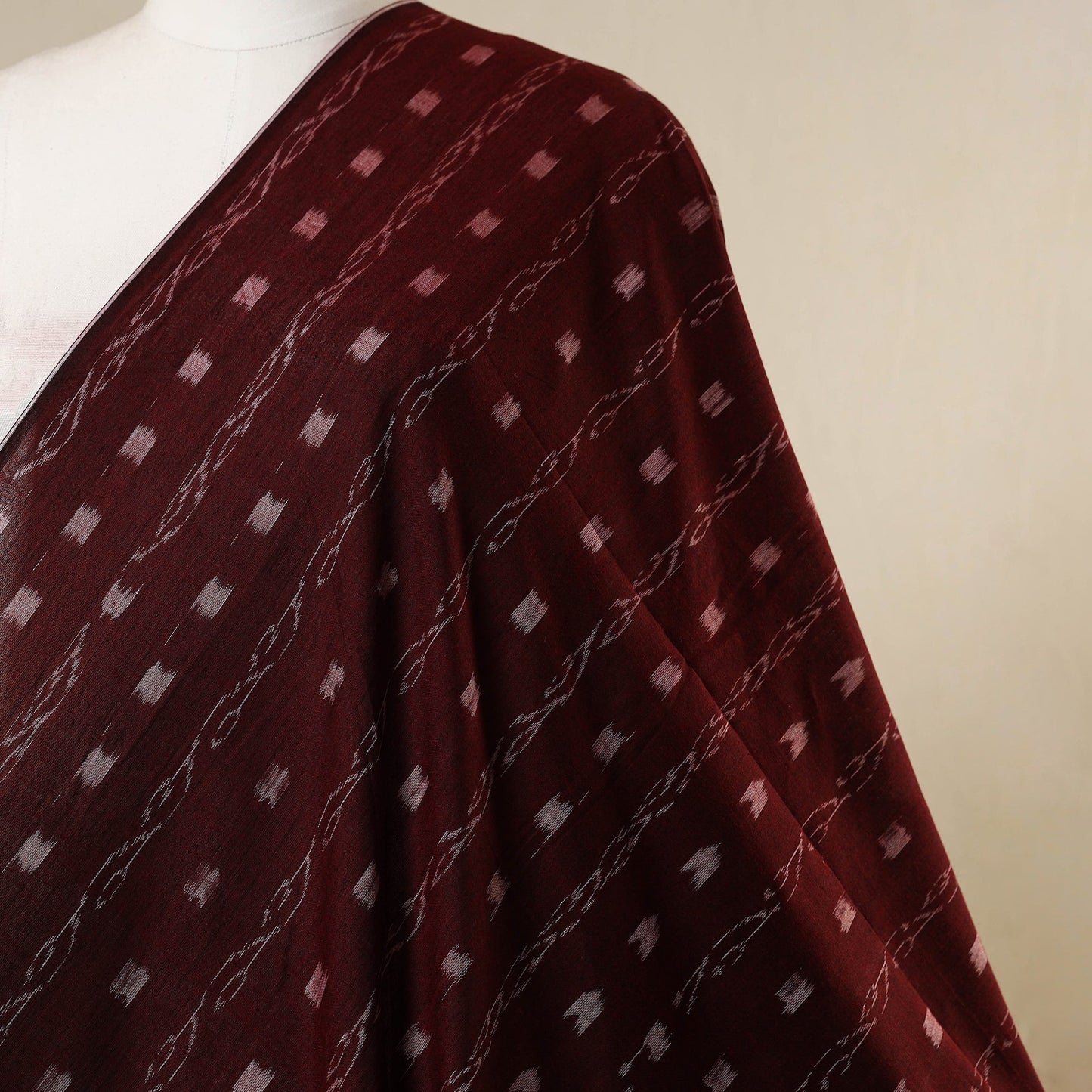 Maroon - handloom cotton sambalpuri ikat fabric 22