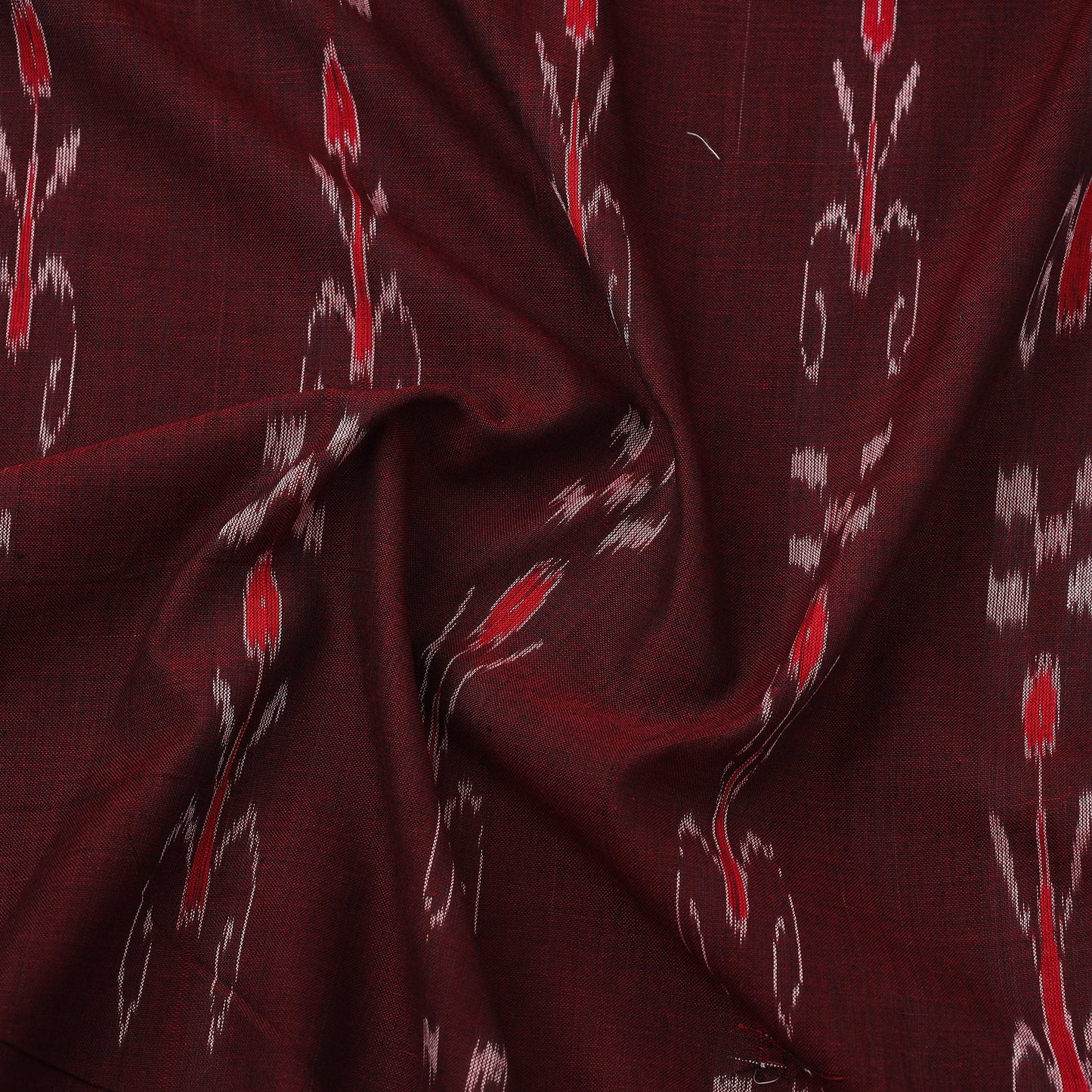 Buy Maroon Handloom Cotton Sambalpuri Ikat Fabric