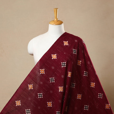 Buy Maroon Handloom Cotton Sambalpuri Ikat Fabric