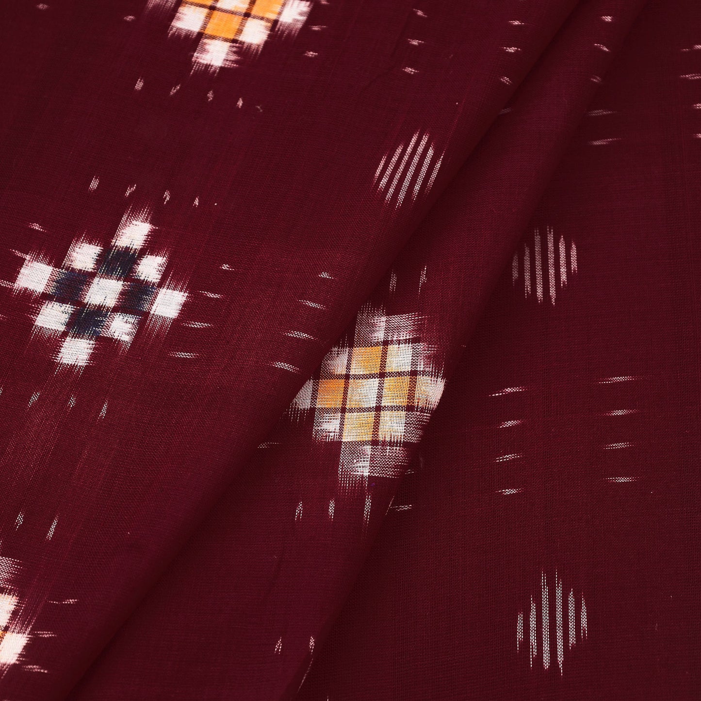 Buy Maroon Handloom Cotton Sambalpuri Ikat Fabric