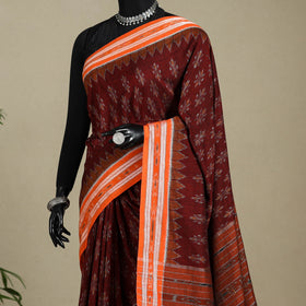Maroon - handloom cotton sambalpuri ikat saree 09