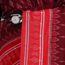 Maroon - handloom cotton sambalpuri ikat saree 21