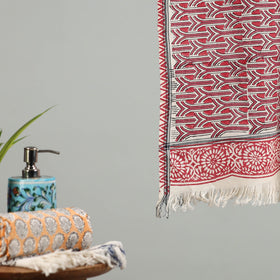 Maroon - handloom cotton sanganeri towel 25 - handcrafted