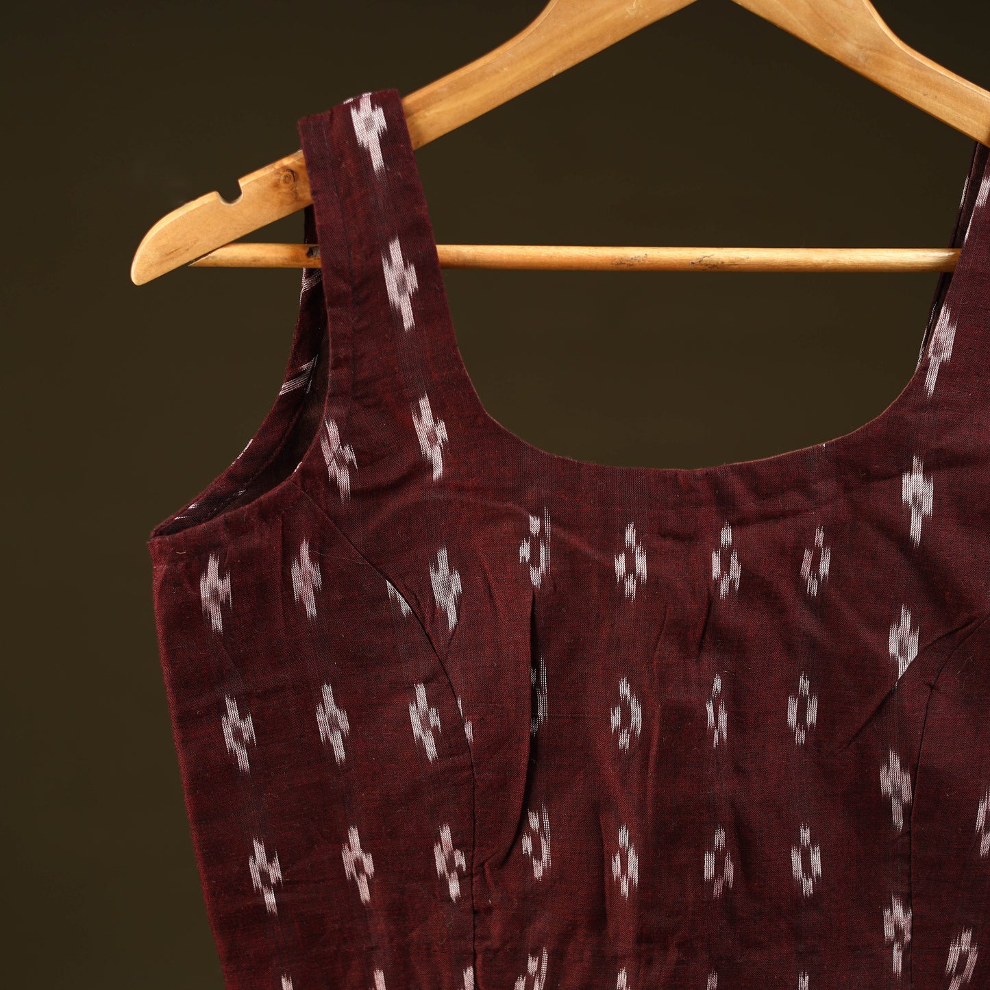 Maroon - handloom cotton stitched sambalpuri ikat blouse 08