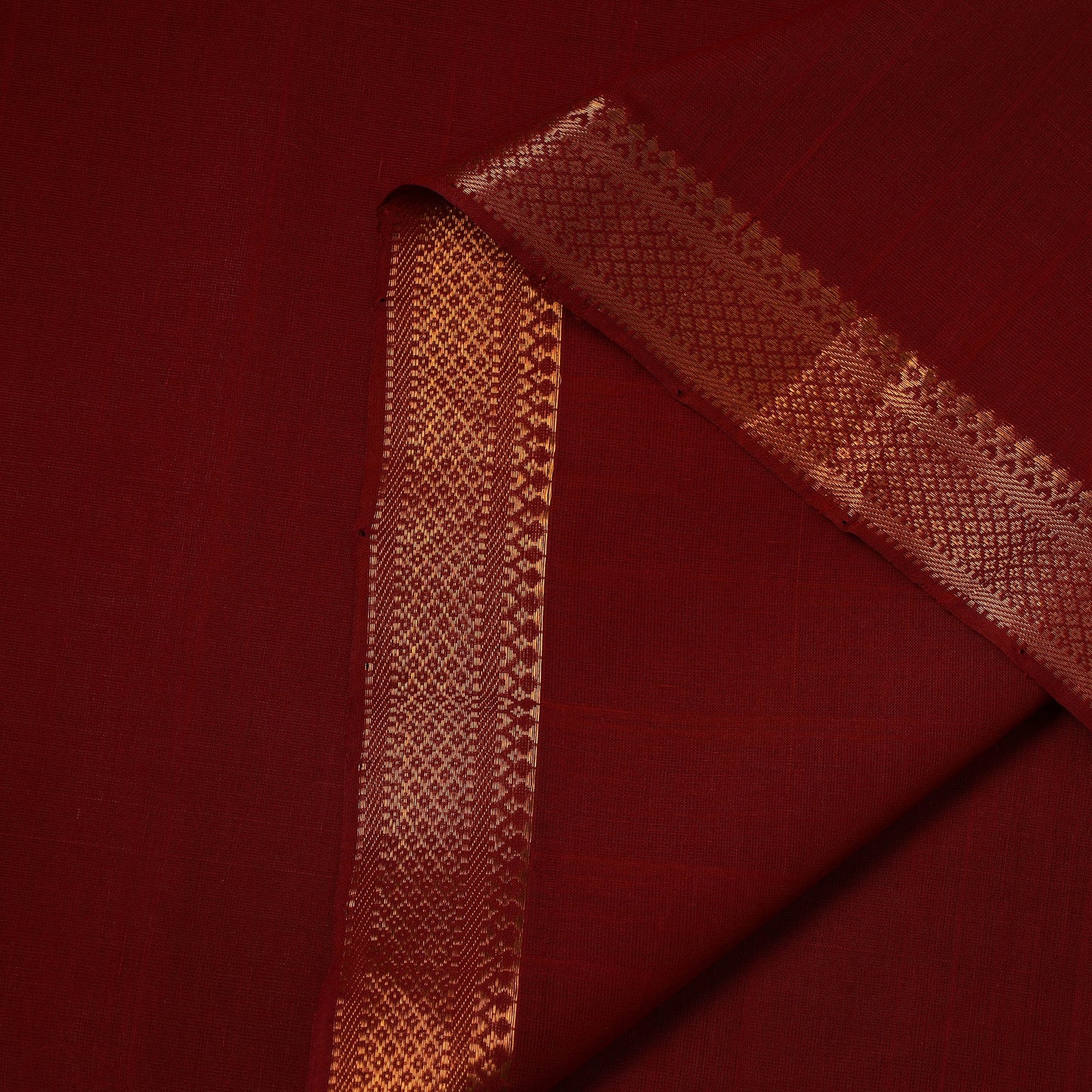Maroon - handloom cotton zari border mangalagiri fabric 06