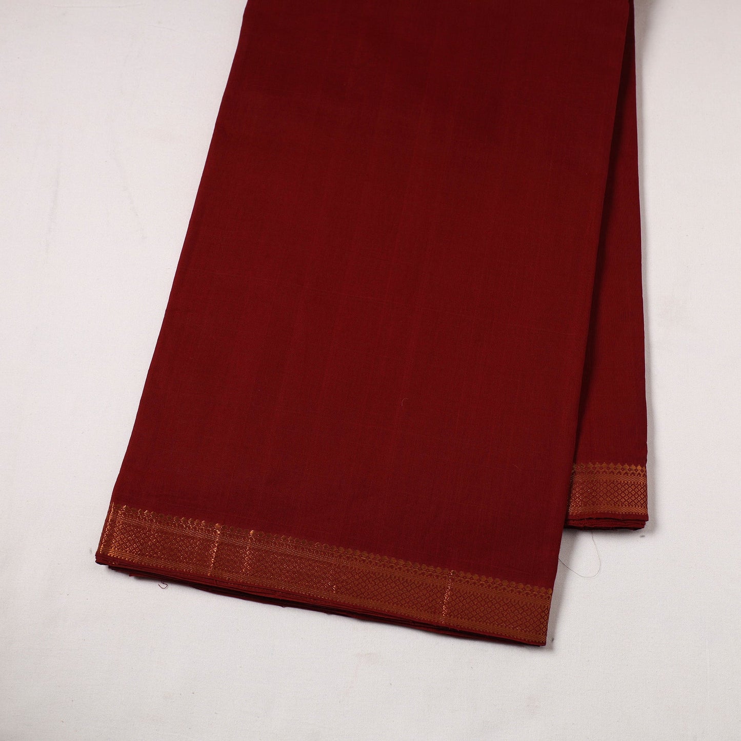 Maroon - handloom cotton zari border mangalagiri fabric 06