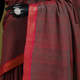 Maroon - handloom cotton zari border mangalagiri saree 07
