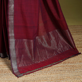 Maroon - handloom cotton zari border mangalagiri saree 14