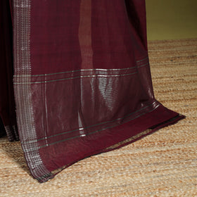 Maroon - handloom cotton zari border mangalagiri saree 15