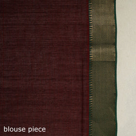 Maroon Handloom Cotton Zari Border Mangalagiri Saree