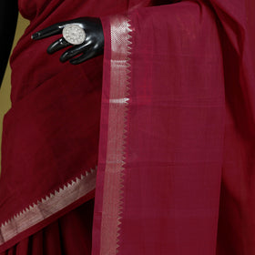 Maroon - handloom cotton zari border mangalagiri saree 21