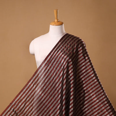 Handloom full tissue silver zari stripes chanderi silk