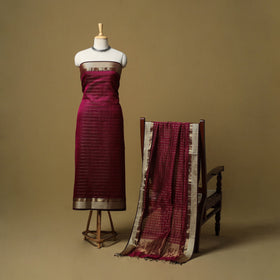 Handloom maheshwari silk tissue zari stripes 2pc unstitched