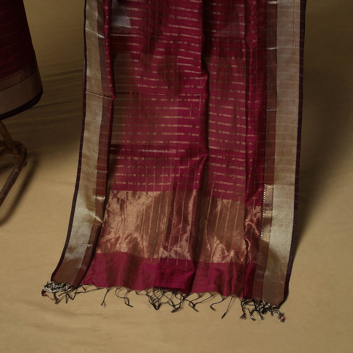 Handloom maheshwari silk tissue zari stripes 2pc unstitched