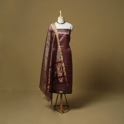 Handloom maheshwari silk tissue zari stripes 2pc unstitched