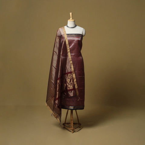 Handloom maheshwari silk tissue zari stripes 2pc unstitched