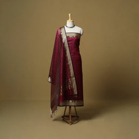 Handloom maheshwari silk tissue zari stripes 2pc unstitched