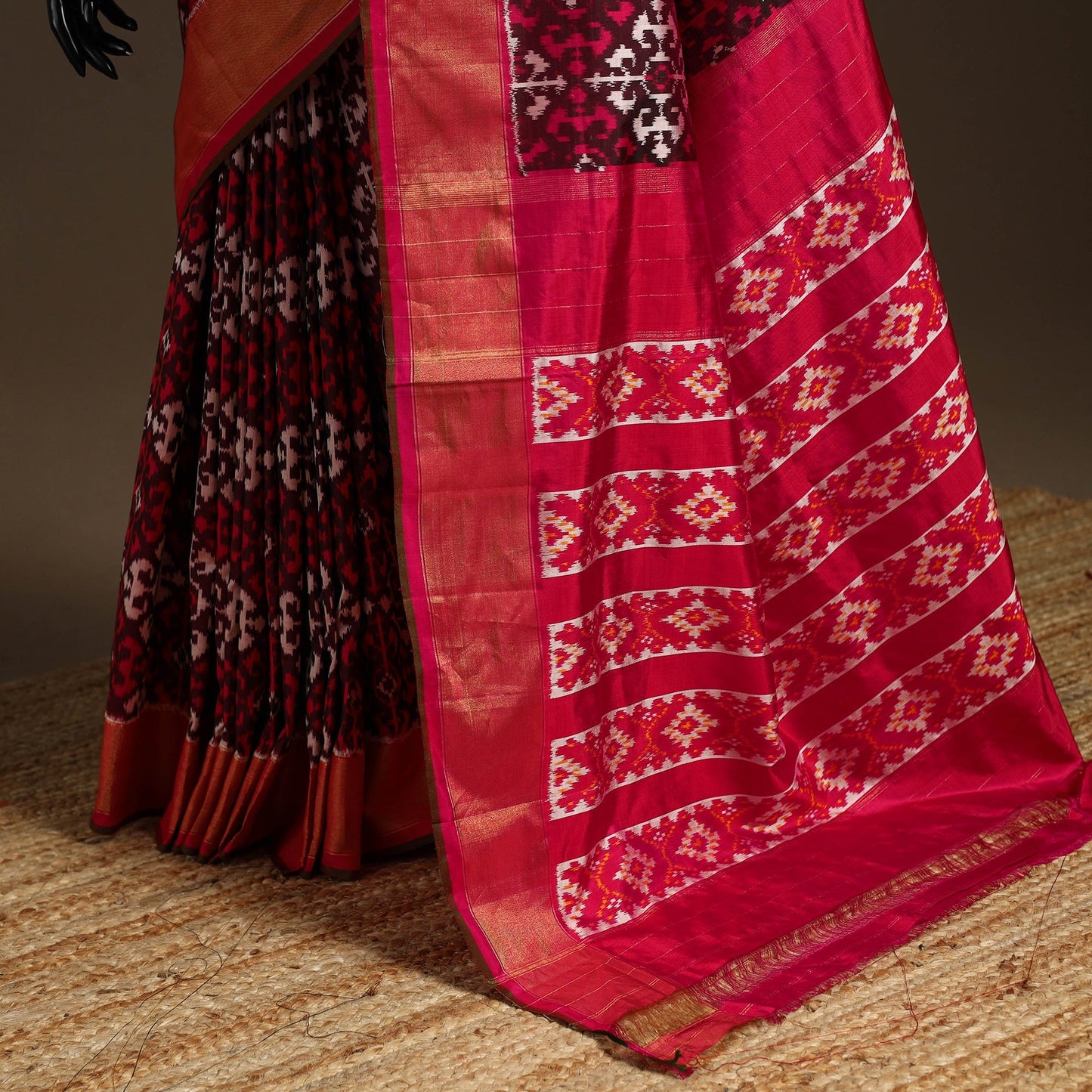 Handloom mulberry silk patola ikat pochampally saree 11
