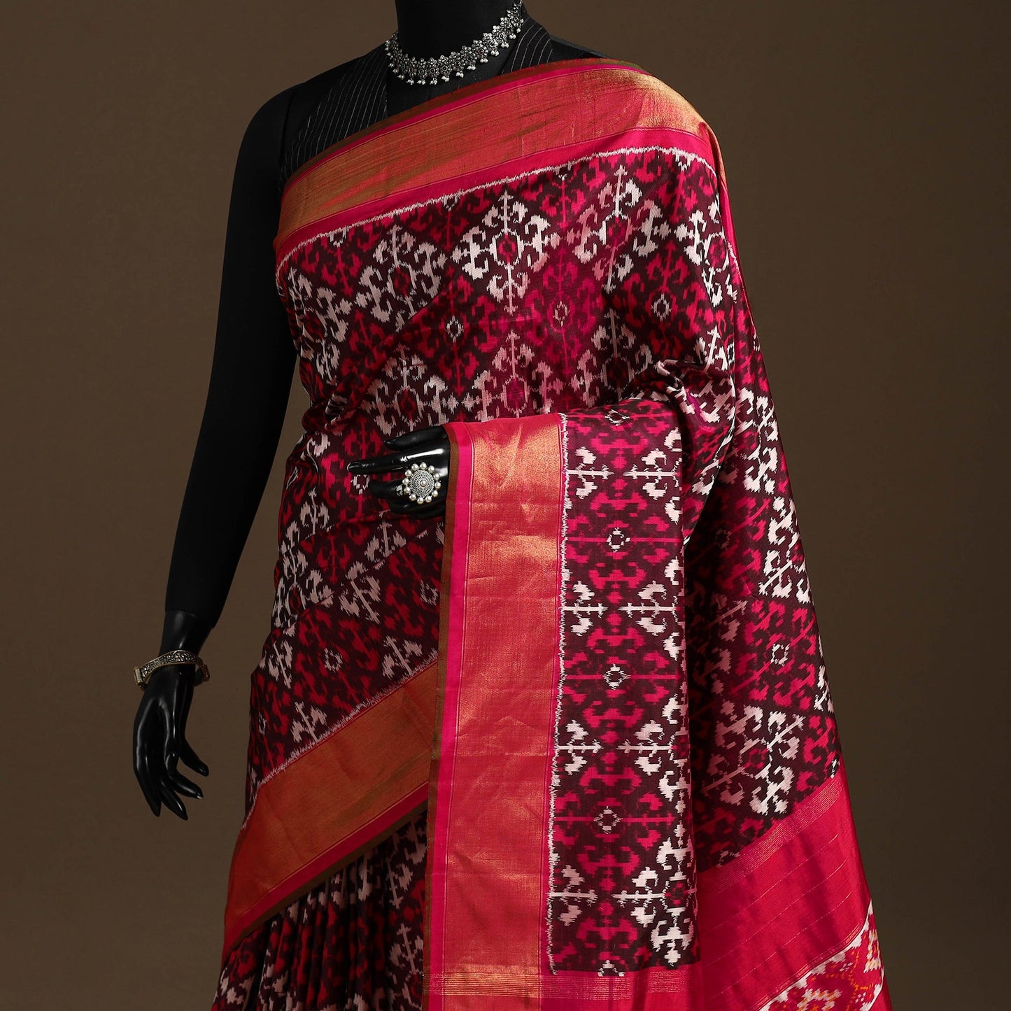 Handloom mulberry silk patola ikat pochampally saree 11